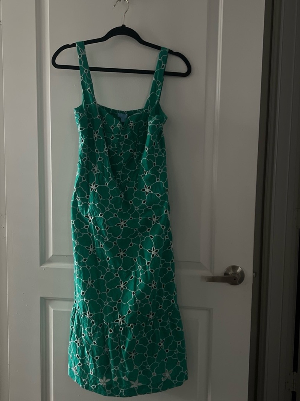 Draper James Green Floral Lace-Overlay Midi Dress